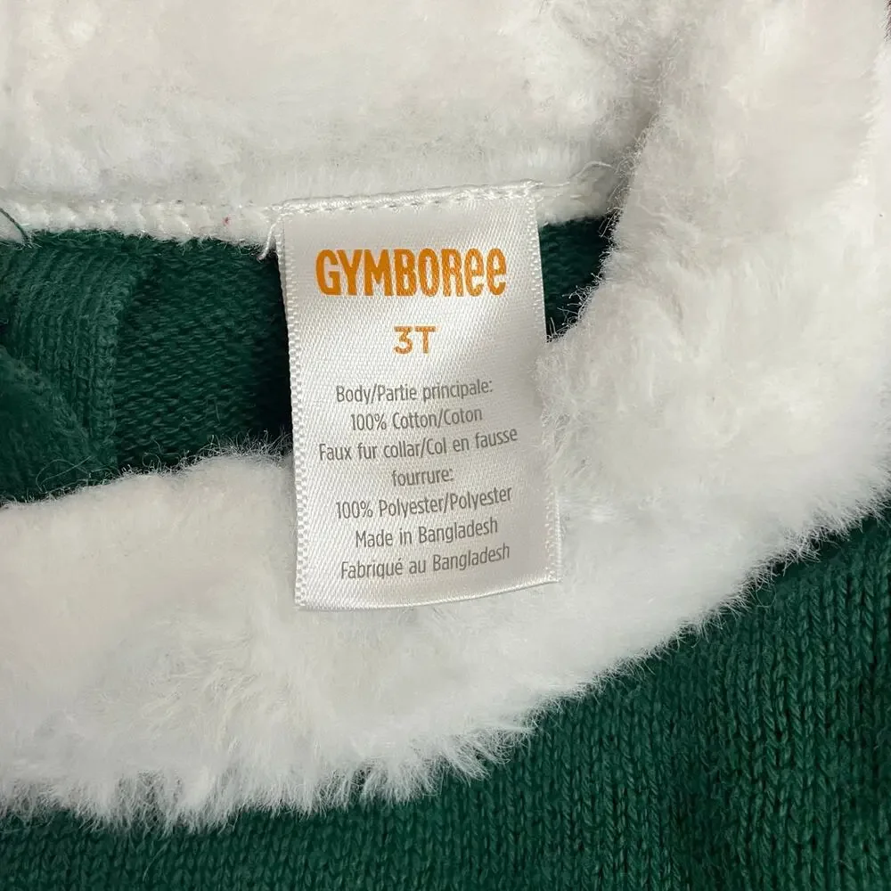 Gymboree 3T Green Snowflake Sweater Dress Faux‎ Fur Collar Holiday Knit Winter